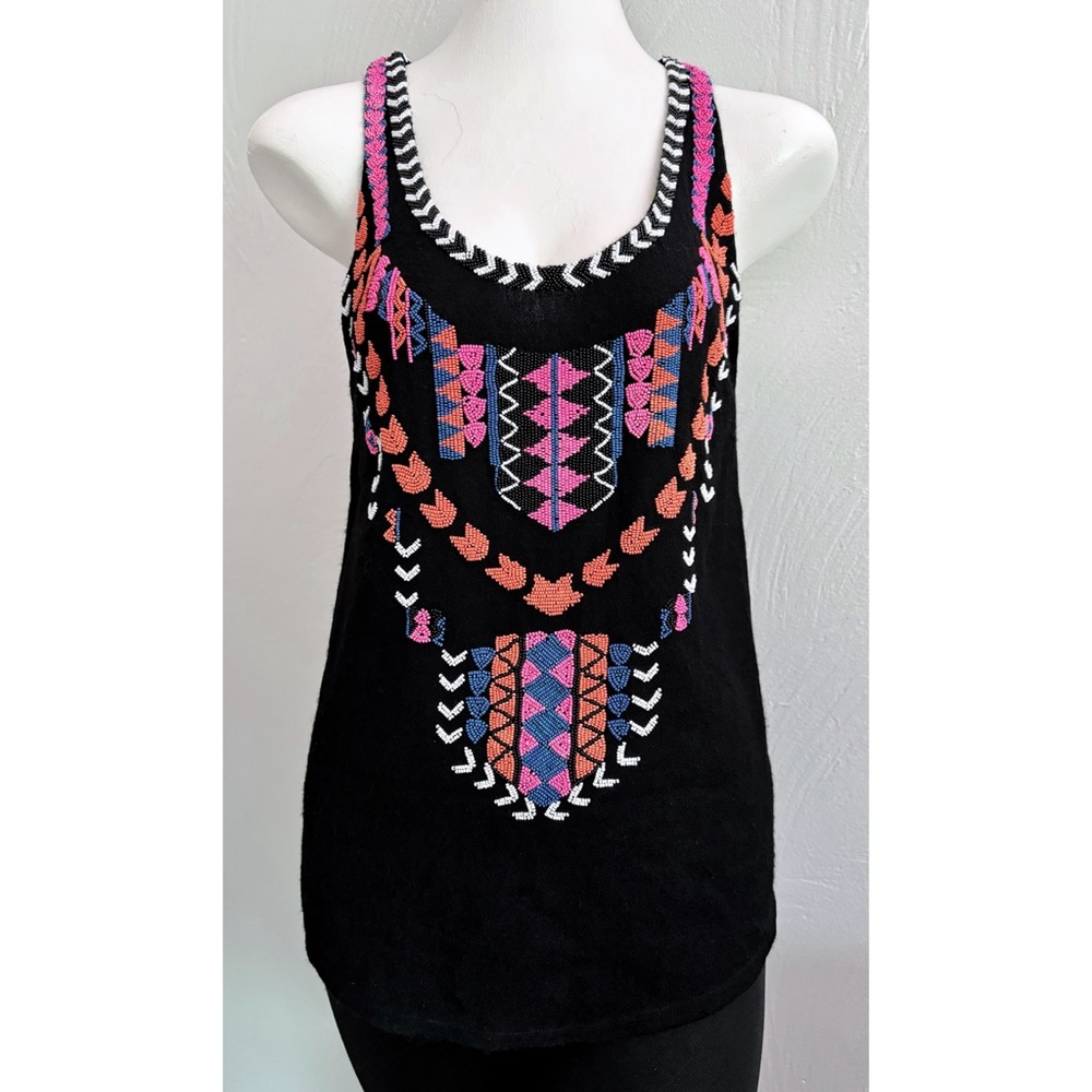 EUC BEAUTIFUL Mara Hoffman Beaded Embellish Racerback Tank Sz Small - A FIND!!!